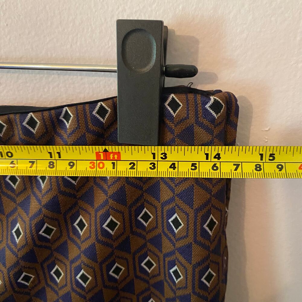 Zara Brown Navy Patterned Stretchy Straight Leg Dress Pants Boho Women's Small - Picture 8 of 12